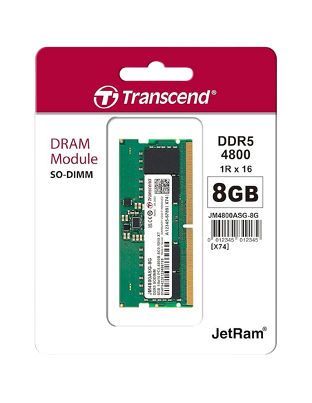Memorie RAM Transcend JM4800ASG-8G, DDR5 SDRAM, 4800 MHz, 8GB, JM4800ASG-8G