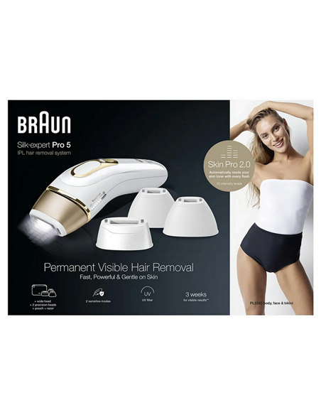 Fotoepilator Braun Silk-expert Pro 5 PL5382, Alb | Auriu