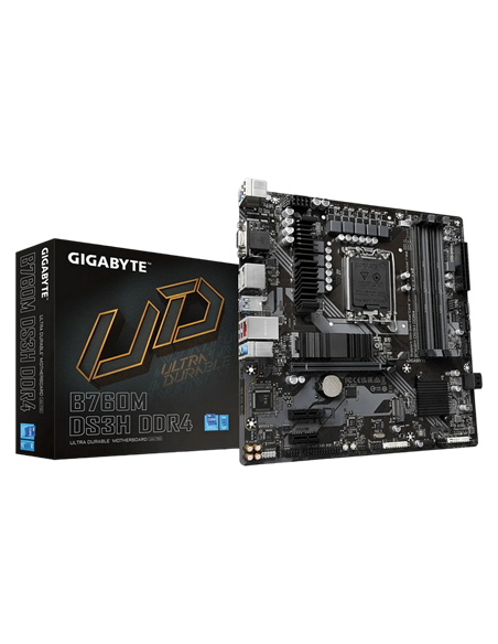 Материнская плата Gigabyte B760M DS3H DDR4, LGA1700, Intel B760, Micro-ATX