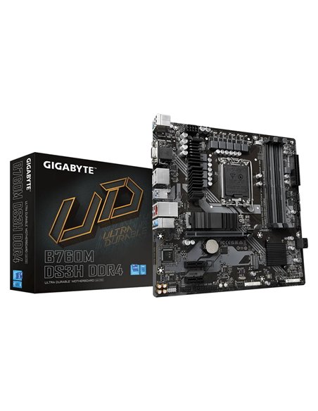 Материнская плата Gigabyte B760M DS3H DDR4, LGA1700, Intel B760, Micro-ATX
