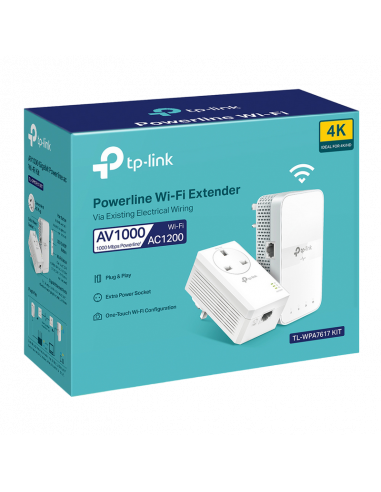 Wi-Fi + Powerline adapter TP-LINK TL-WPA7617 KIT, AV1000, 1000 Mbps, Alb