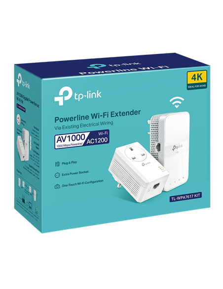 Wi-Fi + Powerline адаптер TP-LINK TL-WPA7617 KIT, AV1000, 1000 Мбит/с, Белый