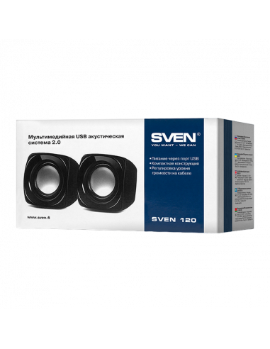 Компьютерные колонки 2.0 SVEN "120", Чёрный