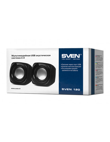 Компьютерные колонки 2.0 SVEN "120", Чёрный