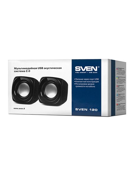 Boxe pentru calculator 2.0 SVEN "120", Negru Boxe pentru calculator 2.0 SVEN "120", Negru