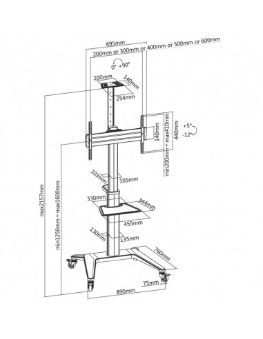 Suport pentru TV pe picior Reflecta TV Stand 70VCP-Shelf, White, Alb