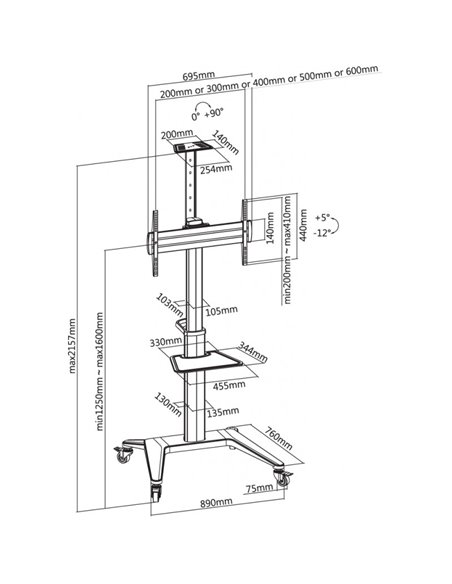 Suport pentru TV pe picior Reflecta TV Stand 70VCP-Shelf, White, Alb