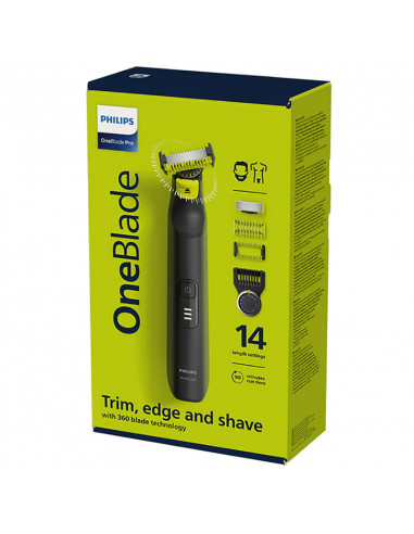 Мужской Триммер Philips OneBlade Pro 360 QP6541/15, Черный | Зелёный
