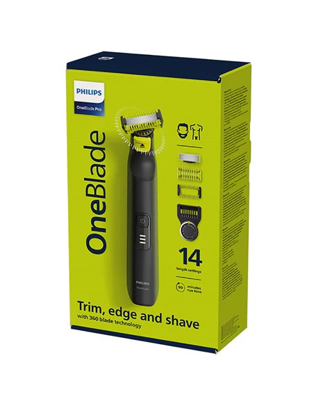 Trimmer pentru bărbați Philips OneBlade Pro 360 QP6541/15, Negru | Verde Trimmer pentru bărbați Philips OneBlade Pro 360 QP6541/15, Negru | Verde