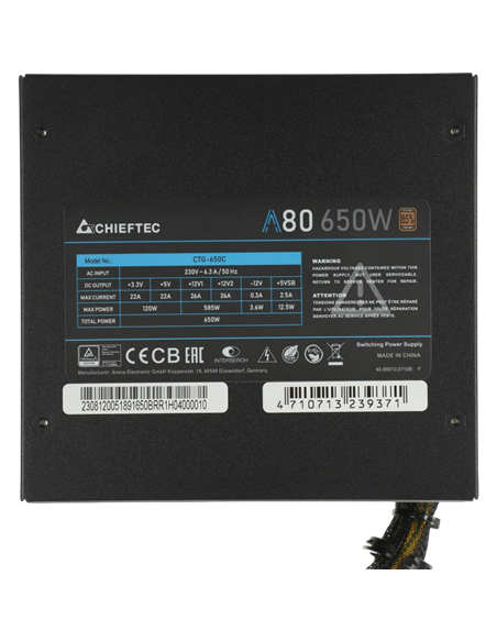 Sursă Alimentare PC Chieftec CTG-650C, 650W, ATX, Semi-modular