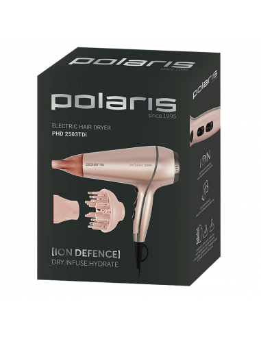 Фен Polaris PHD 2503TDi, 2500 Вт, Розовый