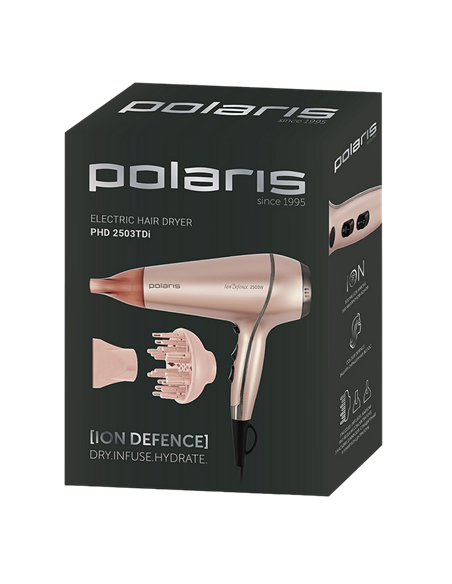 Фен Polaris PHD 2503TDi, 2500 Вт, Розовый