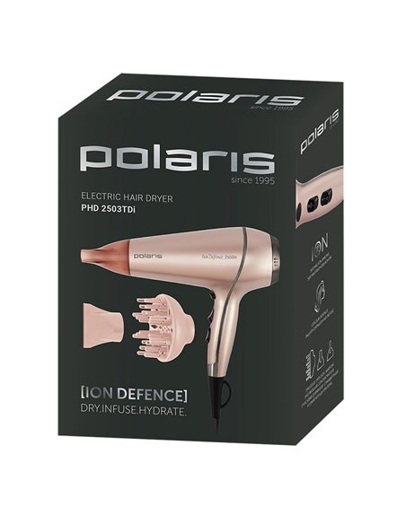Фен Polaris PHD 2503TDi, 2500 Вт, Розовый
