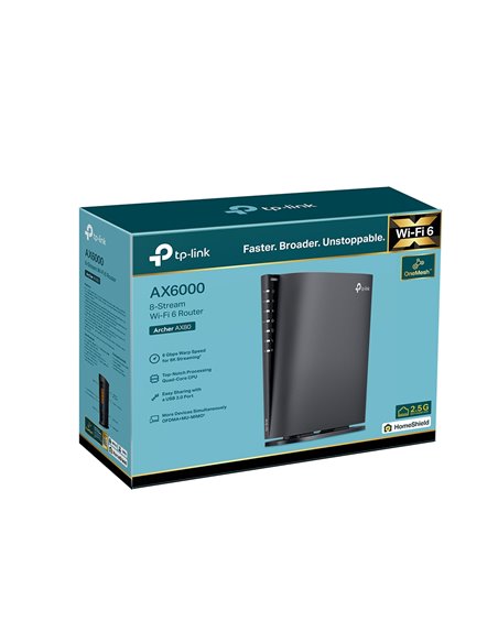 Router fără fir TP-LINK Archer AX80, Negru