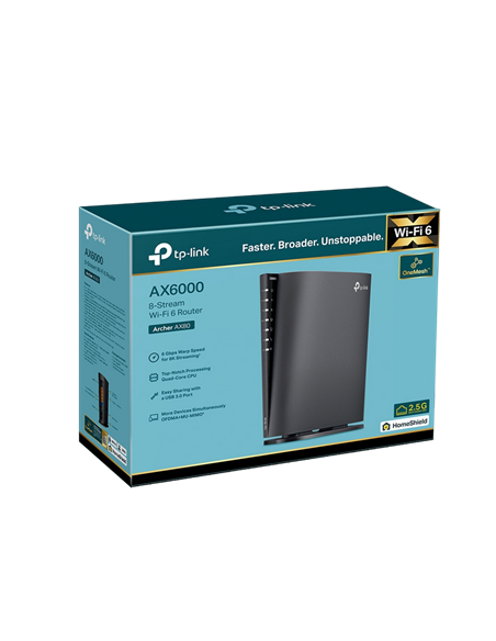 Беспроводной маршрутизатор TP-LINK Archer AX80, Чёрный