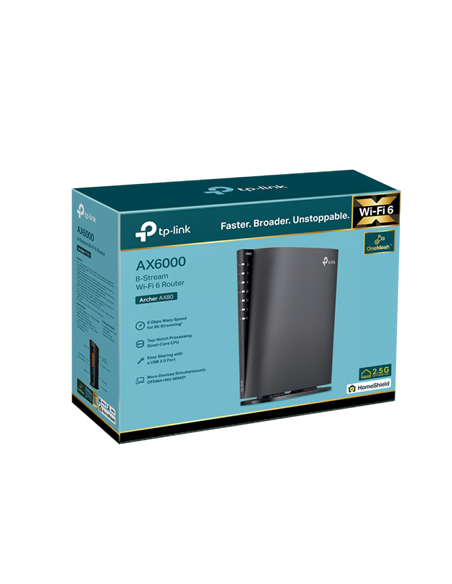 Router fără fir TP-LINK Archer AX80, Negru