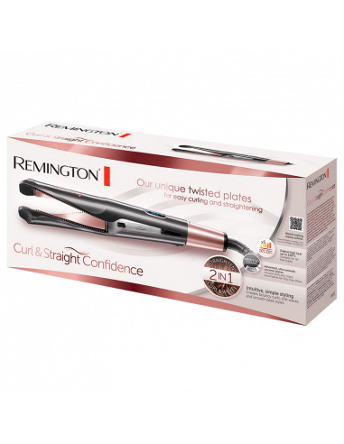 Ondulator de păr Multi-styler Remington Curl & Straight Confidence S6606, Negru | Roz