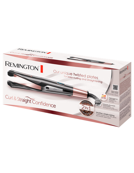 Ondulator de păr Multi-styler Remington Curl & Straight Confidence S6606, Negru | Roz