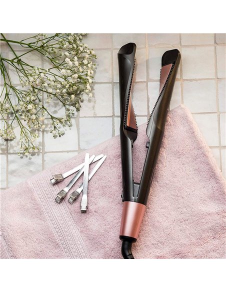 Ondulator de păr Multi-styler Remington Curl & Straight Confidence S6606, Negru | Roz