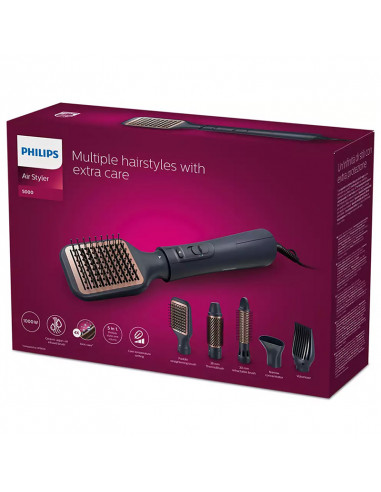 Uscător de păr-perie Philips BHA530/00, 1000W, Negru