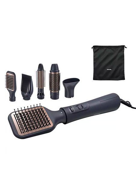 Uscător de păr-perie Philips BHA530/00, 1000W, Negru