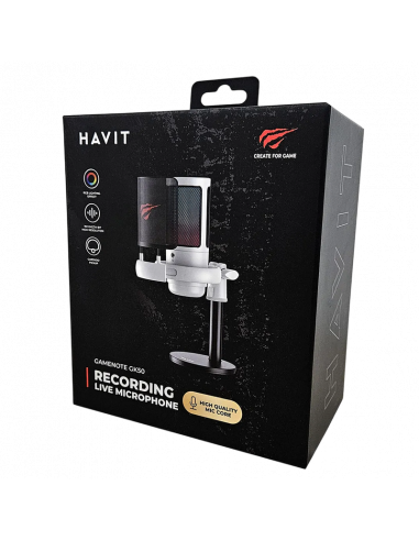 Игровой Микрофон Havit GK50, Проводной, Белый