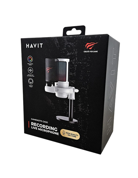 Игровой Микрофон Havit GK50, Проводной, Белый