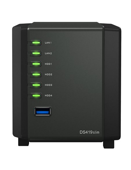 Сетевое хранилище SYNOLOGY DS419slim, Чёрный
