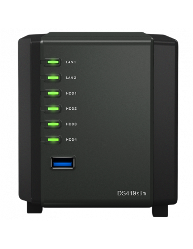 Сетевое хранилище SYNOLOGY DS419slim, Чёрный