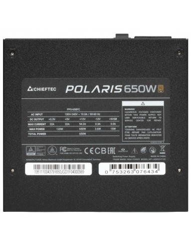 Sursă Alimentare PC Chieftec PPS-650FC, 650W, ATX, Complet modular