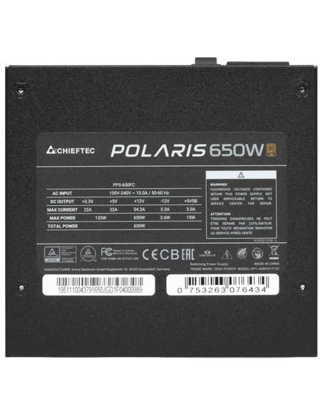 Sursă Alimentare PC Chieftec PPS-650FC, 650W, ATX, Complet modular