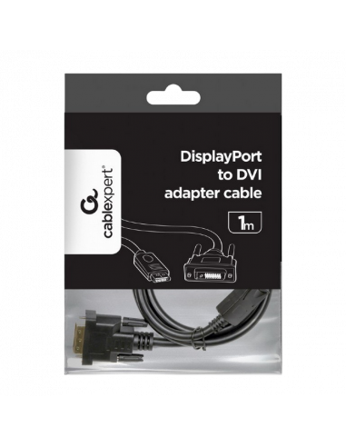 Видеокабель Cablexpert CC-DPM-DVIM-1M, DisplayPort (M) - DVI-D (M), 1м, Чёрный