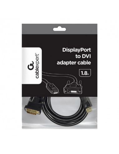 Видео кабель Cablexpert CC-DPM-DVIM-6, DisplayPort (M) - DVI-D (M), 1,8м, Чёрный