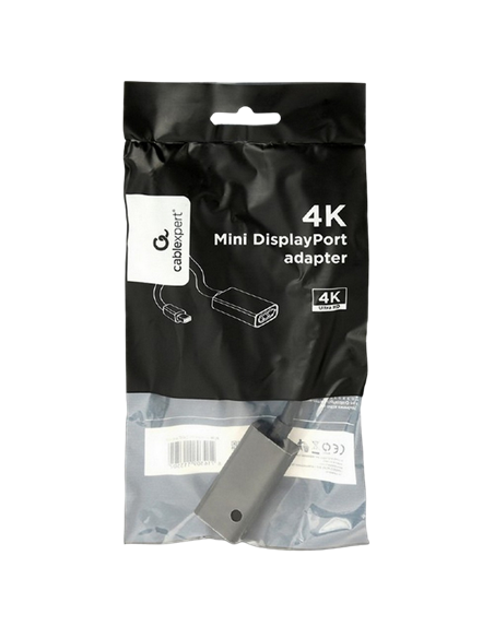 Видеоадаптер Cablexpert A-mDPM-DPF4K-01, MiniDP (M) - DisplayPort (F), 0,15м, Чёрный