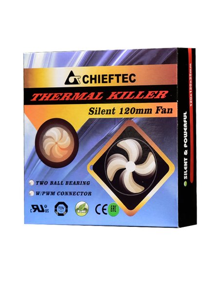 PC Case Fan Chieftec AF-1225PWM, 120x120x25 mm, Ball Bearing, 1650rpm, <32db, PWM, 4pin for PSU/Molex