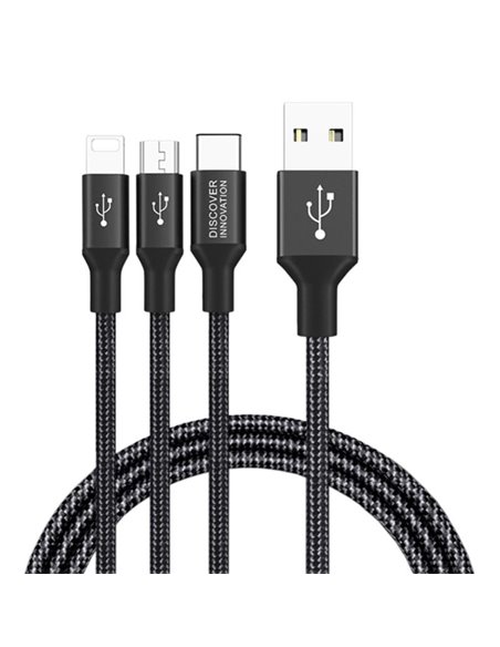 Кабель для зарядки и синхронизации Nillkin Swift, Micro-USB/Type-C/Lightning, USB Type-A/Micro USB, Type-C, Lighting, 1,5м, Ч...