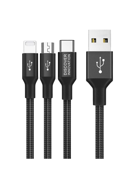 Кабель для зарядки и синхронизации Nillkin Swift, Micro-USB/Type-C/Lightning, USB Type-A/Micro USB, Type-C, Lighting, 1,5м, Ч...