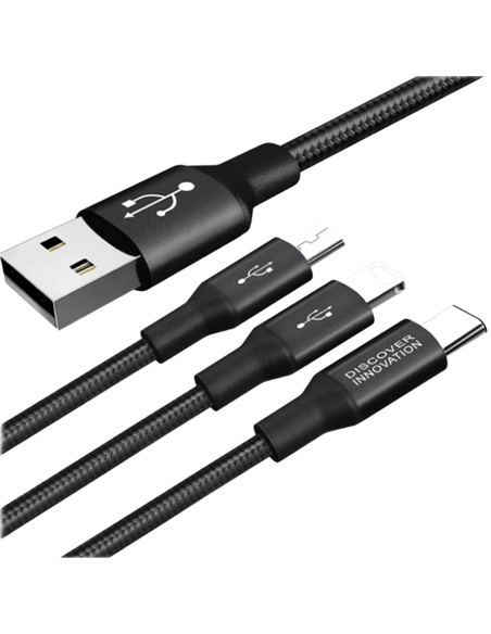 Кабель для зарядки и синхронизации Nillkin Swift, Micro-USB/Type-C/Lightning, USB Type-A/Micro USB, Type-C, Lighting, 1,5м, Ч...