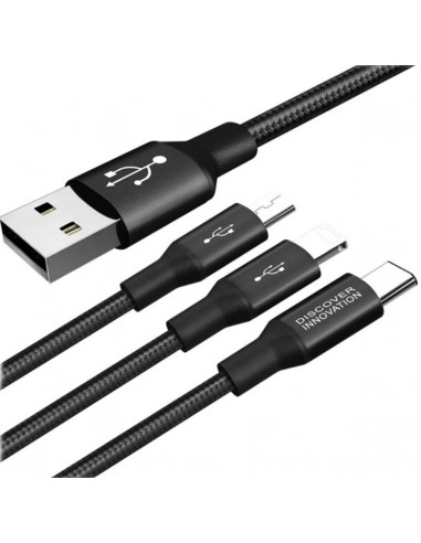 Кабель для зарядки и синхронизации Nillkin Swift, Micro-USB/Type-C/Lightning, USB Type-A/Micro USB, Type-C, Lighting, 1,5м, Ч...