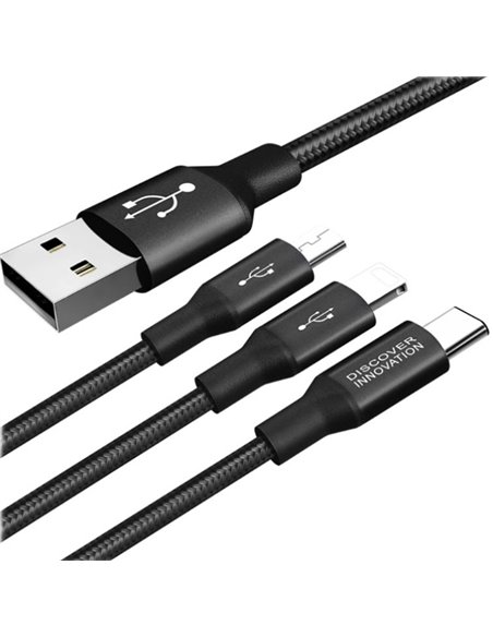 Кабель для зарядки и синхронизации Nillkin Swift, Micro-USB/Type-C/Lightning, USB Type-A/Micro USB, Type-C, Lighting, 1,5м, Ч...