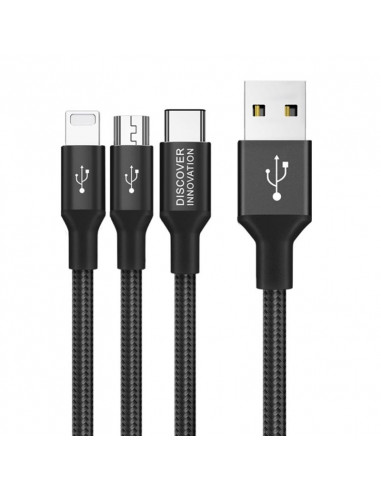 Кабель для зарядки и синхронизации Nillkin Swift, Micro-USB/Type-C/Lightning, USB Type-A/Micro USB, Type-C, Lighting, 1,5м, Ч...