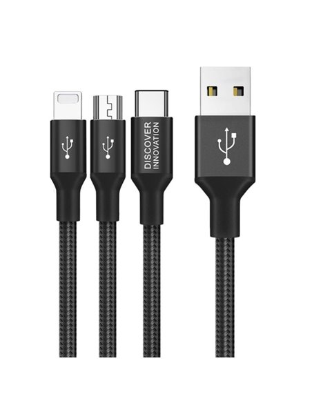 Кабель для зарядки и синхронизации Nillkin Swift, Micro-USB/Type-C/Lightning, USB Type-A/Micro USB, Type-C, Lighting, 1,5м, Ч...