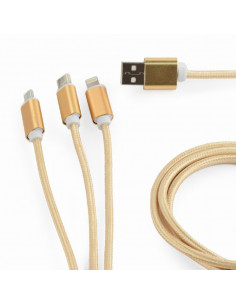 Кабель для зарядки и синхронизации Cablexpert CC-USB2-AM31-1M-G, USB Type-A/Micro USB, Type-C, Lighting, 1м, Белый 2