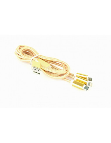 Cablu încărcare și sincronizare Cablexpert CC-USB2-AM31-1M-G, USB Type-A/Micro USB, Type-C, Lighting, 1m, Alb