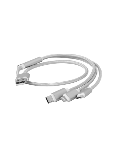 Cablu încărcare și sincronizare Cablexpert CC-USB2-AM31-1M-G, USB Type-A/Micro USB, Type-C, Lighting, 1m, Alb