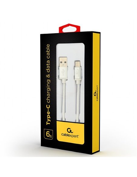 Cablu încărcare și sincronizare Cablexpert CCB-mUSB2B-AMCM-6-S, USB Type-A/USB Type-C, 1,8m, Argintiu
