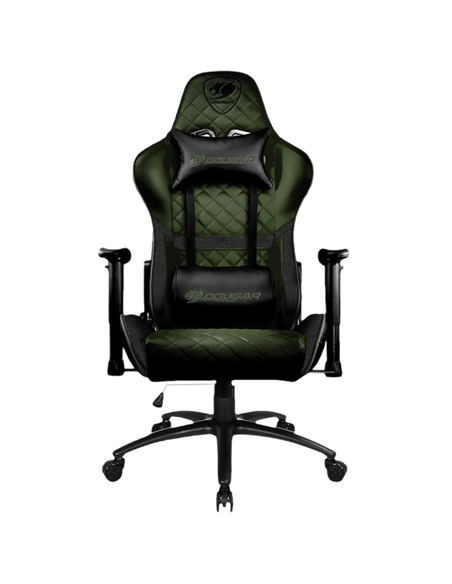 Игровое кресло Cougar Armor One, ПВХ Кожа, Чёрный/Зеленый