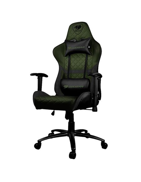 Игровое кресло Cougar Armor One, ПВХ Кожа, Чёрный/Зеленый