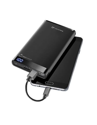 Портативное зарядное устройство Cellularline FreePower Slim 8000, 8000мА·ч, Чёрный