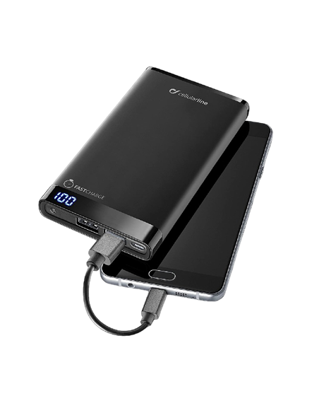 Портативное зарядное устройство Cellularline FreePower Slim 8000, 8000мА·ч, Чёрный